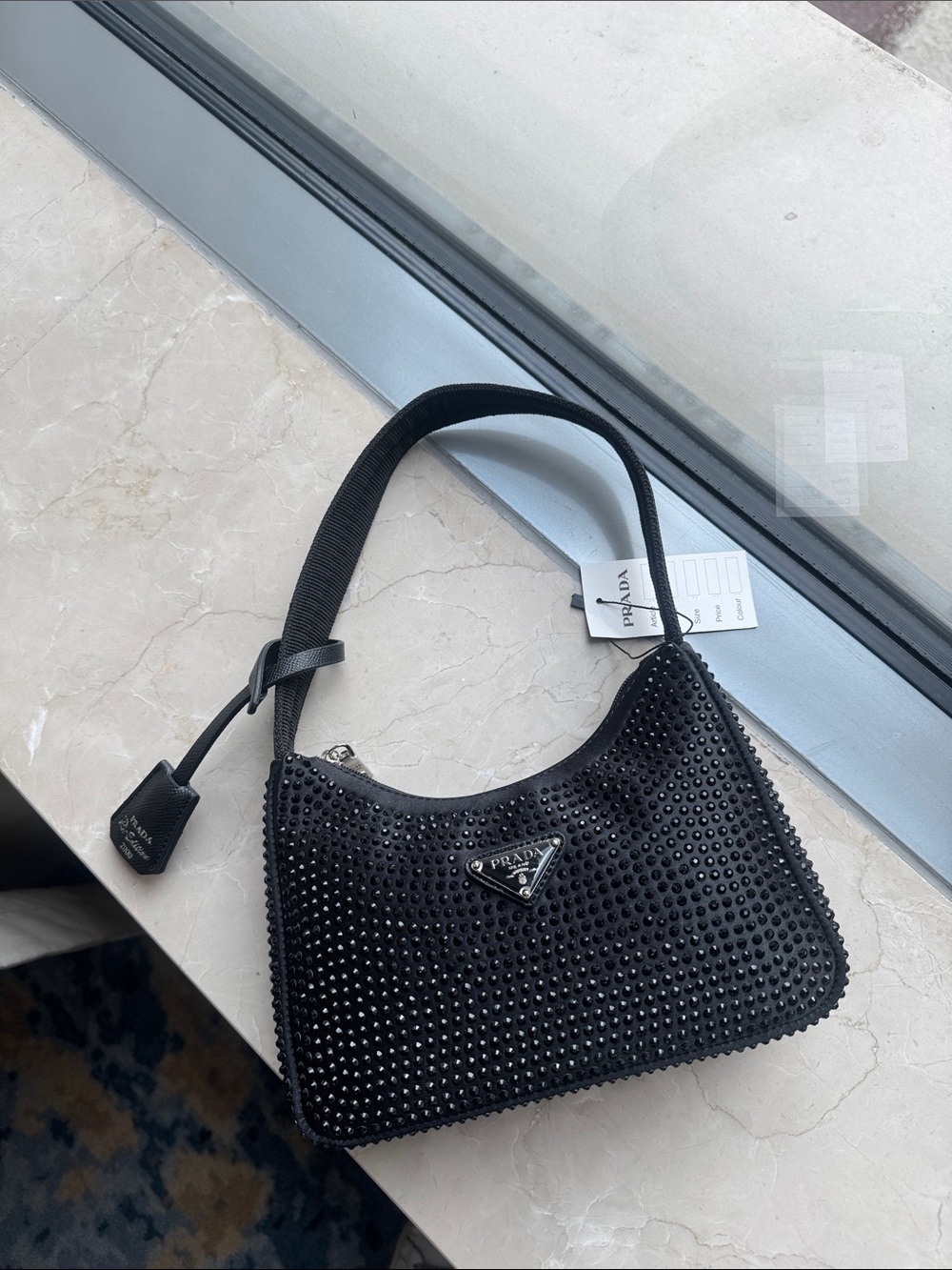 Prada Black Crystal-Studded Shoulder Bag